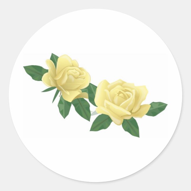 Pair of Pale Yellow Roses Classic Round Sticker (Front)