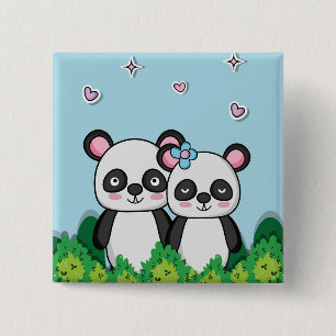 Pair of Pandas 15 Cm Square Badge