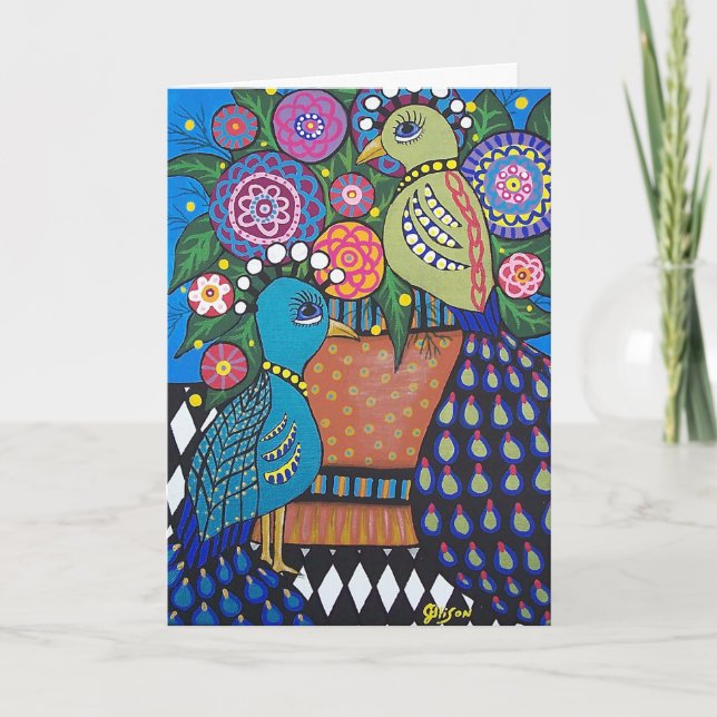 Pair of Peacocks Customisable Greeting Card (Front)