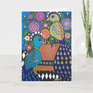 Pair of Peacocks Customisable Greeting Card