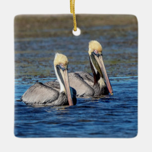 Pair of Pelicans Ceramic Tree Decoration