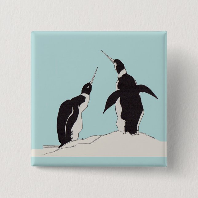 pair of penguins 15 cm square badge (Front)
