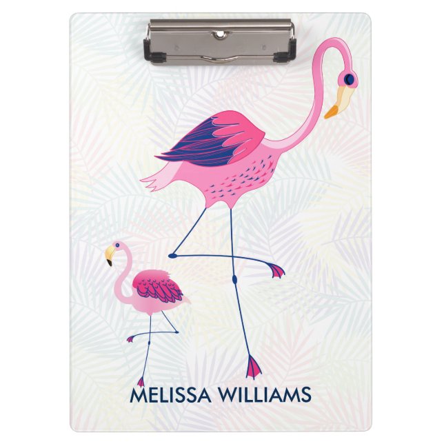 Pair Of Pink Flamingos Illustration Clipboard (Front)