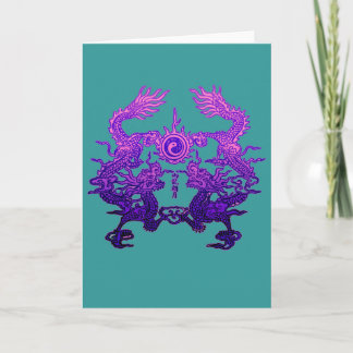 Pair of Purple Dragons on Gifts and Apparel Holiday Card