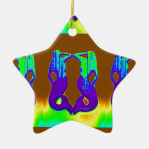 pair of purple mermaids ceramic tree decoration