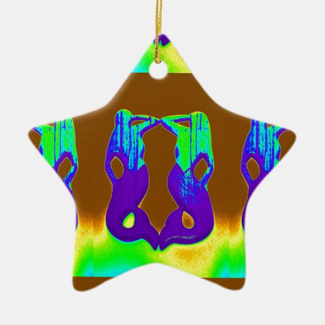 pair of purple mermaids ceramic tree decoration (Front)