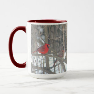 Pair Of Red Cardinals Christmas Mug