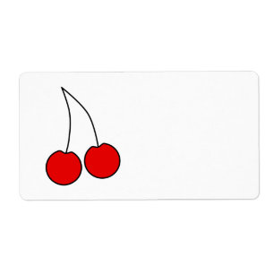 Pair of Red Cherries. Black Outline.