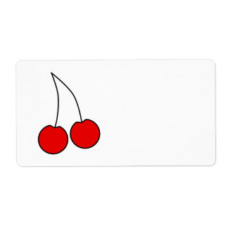 Pair of Red Cherries. Black Outline.