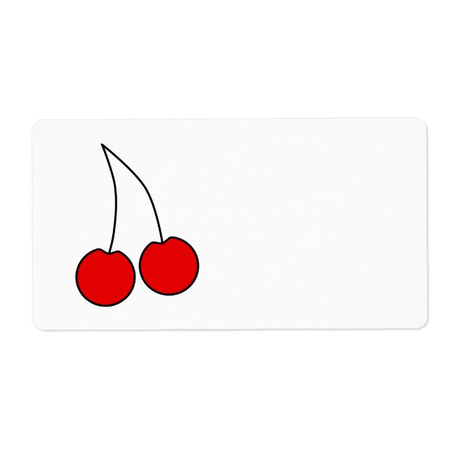 Pair of Red Cherries. Black Outline. (Front)
