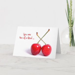 pair of red cherries romance card