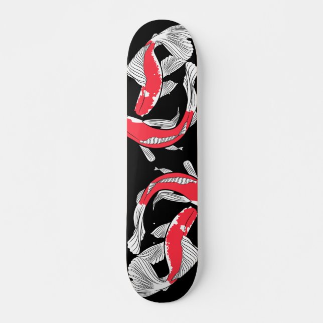 Pair of red japanese koi fish skateboard (Front)