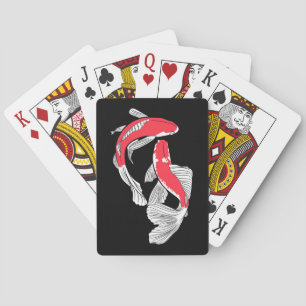 Pair of red japanese koi playing cards