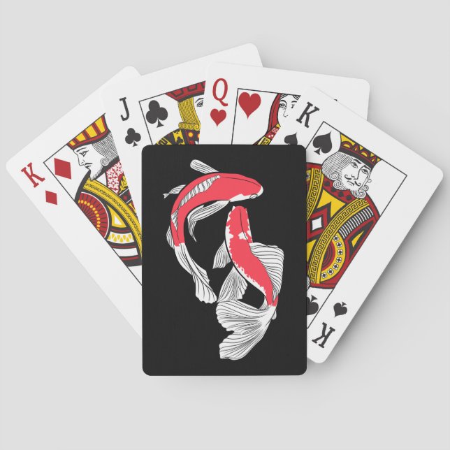 Pair of red japanese koi playing cards (Back)