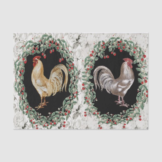 Pair of Roosters  Tissue Paper (Front)