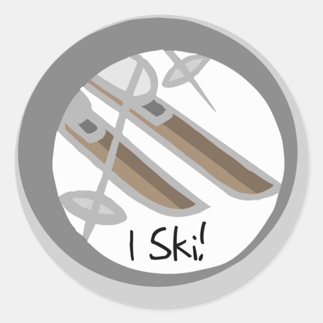 Pair of Skis I Ski T-shirts and Gifts Classic Round Sticker (Front)