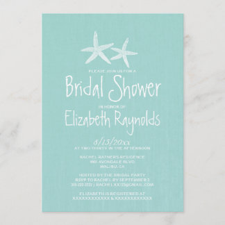 Pair of Starfish Bridal Shower Invitations