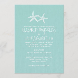 Pair of Starfish Wedding Invitations