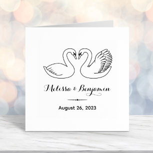 Pair of Swans Save the Date Wedding Anniversary Self-inking Stamp
