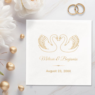 Pair of Swans Save the Date Wedding Anniversary V5 Foil Napkins