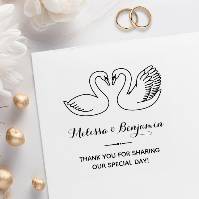 Pair of Swans Wedding Anniversary Thank You Rubber Stamp (Creator Uploaded)