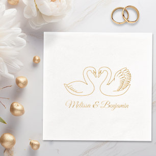 Pair of Swans Wedding Anniversary V2 Foil Napkins