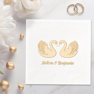 Pair of Swans Wedding Anniversary V4 Foil Napkins