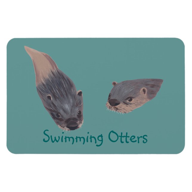 Pair of Swimming Otters Flexible Magnets (Horizontal)