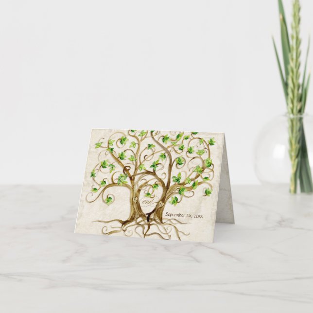Pair of Swirl Tree Roots Antiqued Tan Parchment Card (Front)