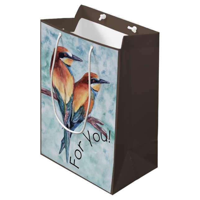 Pair of Tropical Birds Medium Gift Bag (Front Angled)