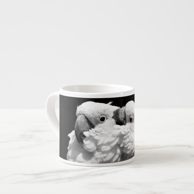 Pair of umbrella cockatoos espresso cup (Front Left)