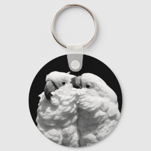 Pair of umbrella cockatoos key ring