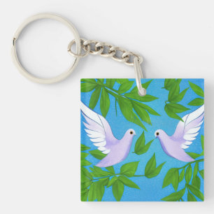 Pair of White Doves Key Ring