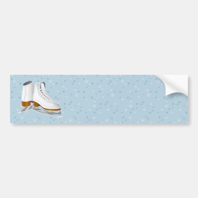 pair of white ice skates bumper sticker (Front)