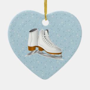 pair of white ice skates ceramic tree decoration