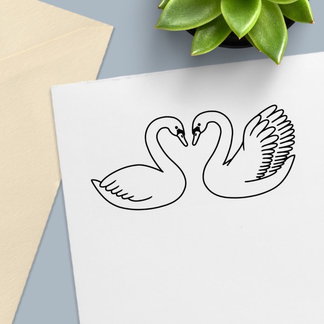 Pair of White Swans Self-inking Stamp (Creator Uploaded)