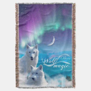 Pair of white wolves Personalized Throw Blanket