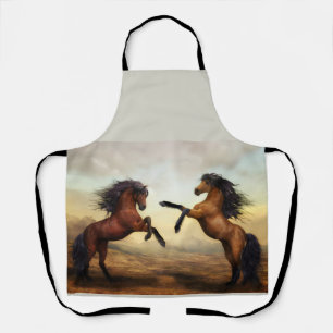 pair of wild horses apron