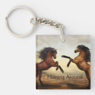 pair of wild horses  key ring