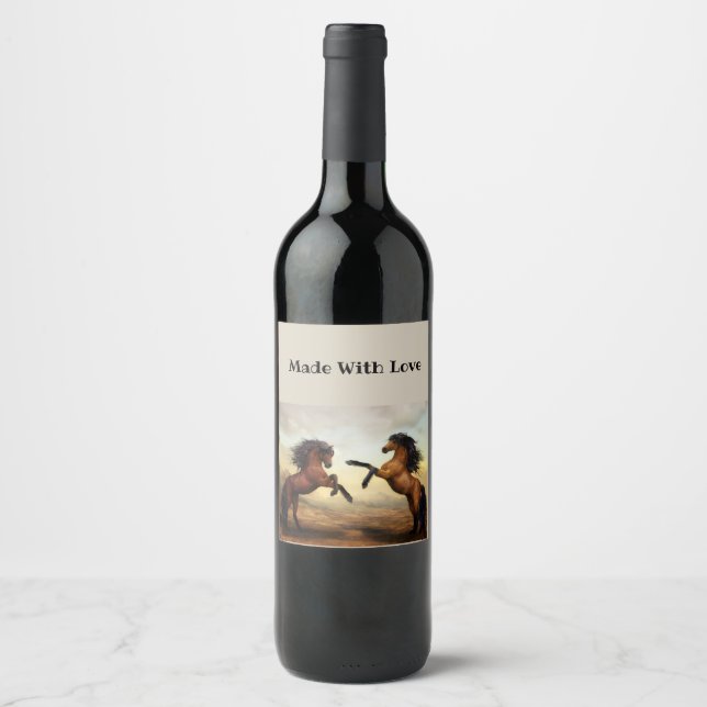 pair of wild horses   wine label (Front)