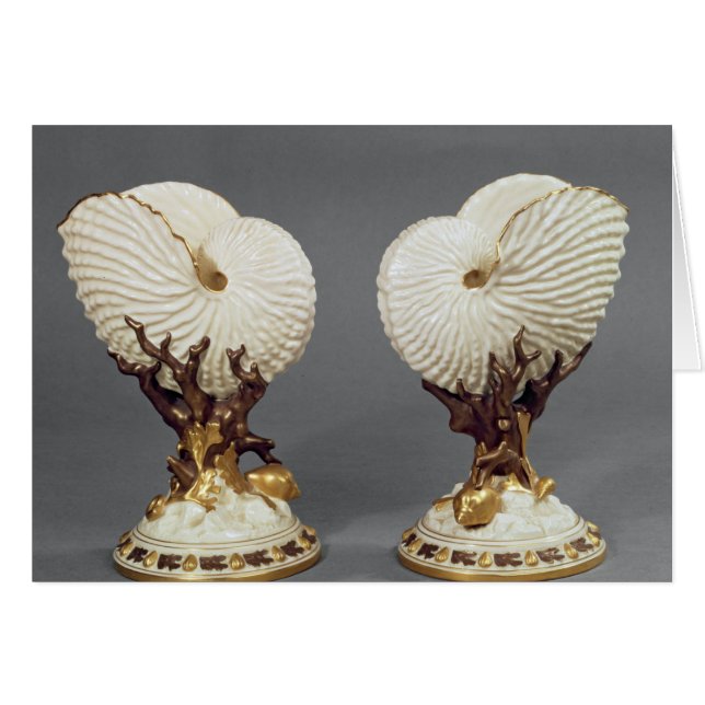 Pair of Worcester vases shaped as Nautilus (Front Horizontal)