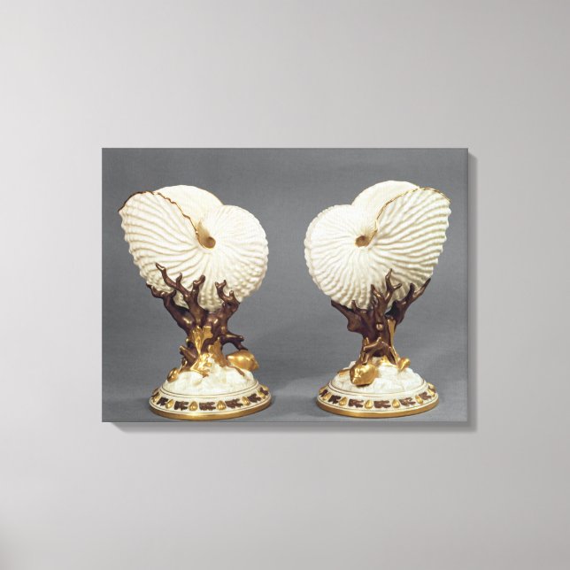 Pair of Worcester vases shaped as Nautilus Canvas Print (Front)