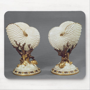 Pair of Worcester vases shaped as Nautilus Mouse Mat