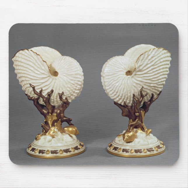 Pair of Worcester vases shaped as Nautilus Mouse Mat (Front)