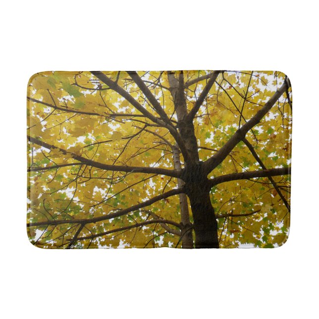 Pair of Yellow Maple Trees Autumn Nature Bath Mat (Front)