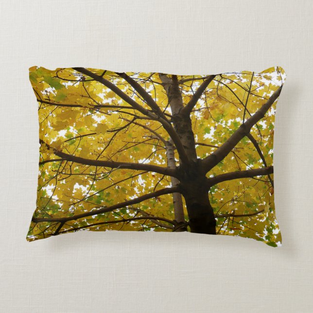 Pair of Yellow Maple Trees Autumn Nature Decorative Cushion (Back)