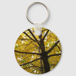 Pair of Yellow Maple Trees Autumn Nature Key Ring
