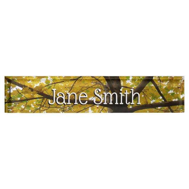 Pair of Yellow Maple Trees Autumn Nature Nameplate (Front)