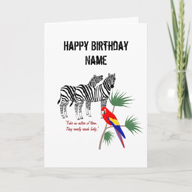 Pair of Zebras on Birthday cards, customise Card (Front)