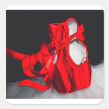 Pair red ballet pointe shoes, with tutus
